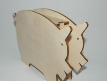 Salvadanaio in legno di faggio sagoma maialino