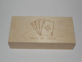 Scatola portacarte a 3 reparti in legno incisa a laser cm 11 x 23 x 4