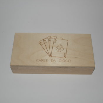 Scatola portacarte a 3 reparti in legno incisa a laser cm 11 x 23 x 4