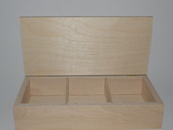 Scatola portacarte a 3 reparti in legno incisa a laser cm 11 x 23 x 4