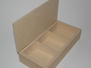 Scatola portacarte a 3 reparti in legno incisa a laser cm 11 x 23 x 4