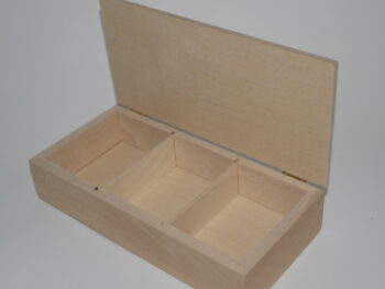 Scatola portacarte a 3 reparti in legno incisa a laser cm 11 x 23 x 4