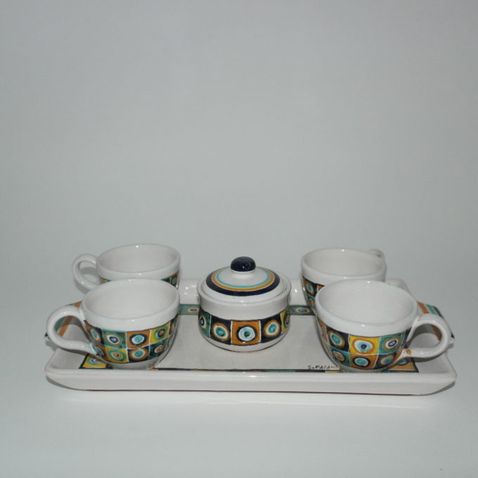 Servizio in ceramica di castelli dipinto a mano 6 pezzi