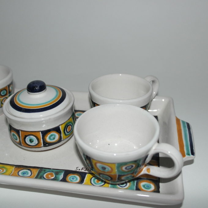 Servizio in ceramica di castelli dipinto a mano 6 pezzi