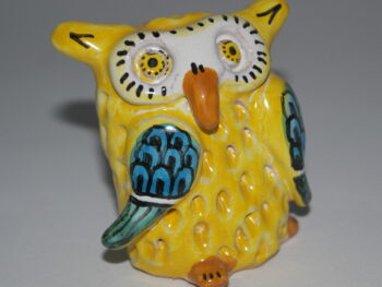 Gufo in ceramica di Castelli realizzato a mano