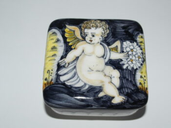 Scatola in ceramica di castelli dipinta a mano angelo
