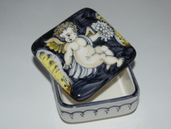 Scatola in ceramica di castelli dipinta a mano angelo