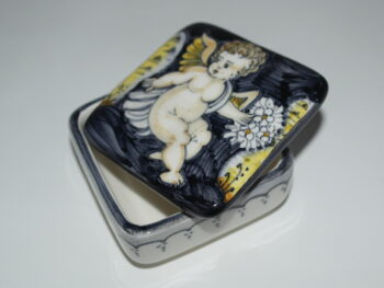 Scatola in ceramica di castelli dipinta a mano angelo