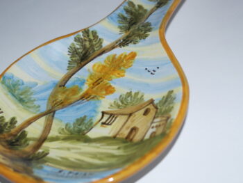 Poggiamestolo in ceramica di castelli dipinto a mano panorama