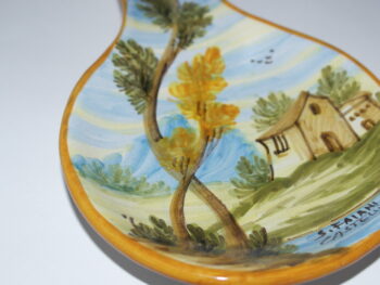 Poggiamestolo in ceramica di castelli dipinto a mano panorama