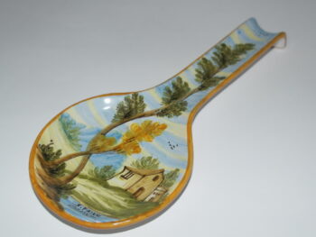 Poggiamestolo in ceramica di castelli dipinto a mano panorama