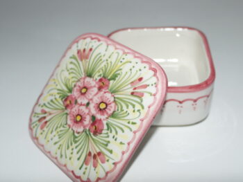Scatola in ceramica di castelli dipinta a mano fiori