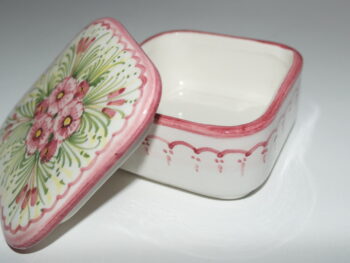 Scatola in ceramica di castelli dipinta a mano fiori