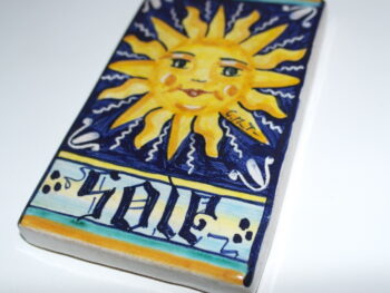 Mattone 8x14 in ceramica di Castelli dipinto a mano