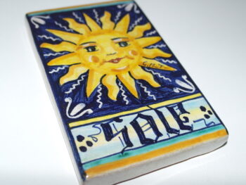 Mattone 8x14 in ceramica di Castelli dipinto a mano