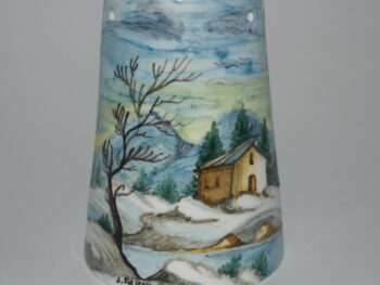 tegola in ceramica di castelli dipinta a mano