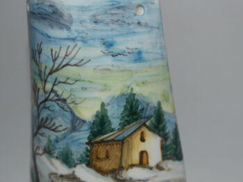 tegola in ceramica di castelli dipinta a mano
