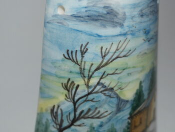 tegola in ceramica di castelli dipinta a mano