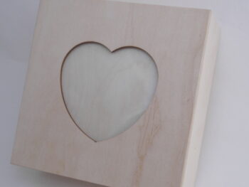 Scatola porta gioielli con coperchio porta fotografia a cuore