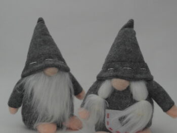 gnomo da arredamento con trecce grigio cm 15