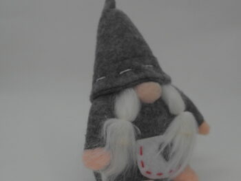 gnomo da arredamento con trecce grigio cm 15