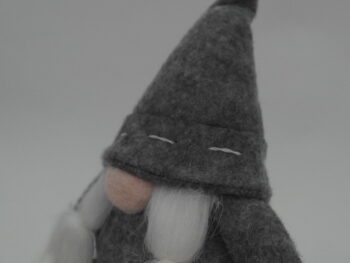 gnomo da arredamento con trecce grigio cm 15