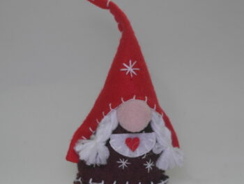 Gnomo femmina in stoffa cm 10 con cappello