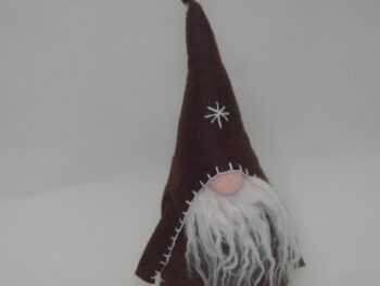 Gnomo maschio in stoffa marrone cm 20 con cappello
