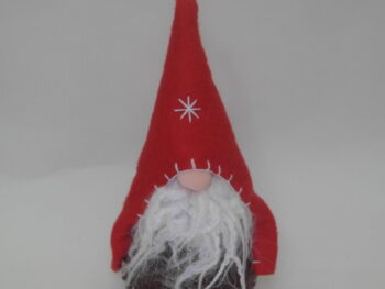 Gnomo maschio in stoffa rosso cm 20 con cappello