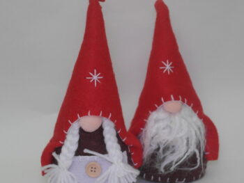 Gnomo maschio in stoffa rosso cm 20 con cappello