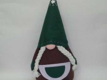 Gnomo fermaporta femmina in stoffa verde cm 45