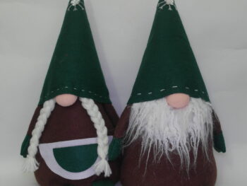 Gnomo fermaporta in stoffa verde cm 45 con cappello