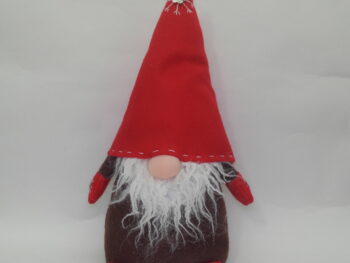 Gnomo fermaporta in stoffa rosso cm 45 con cappello