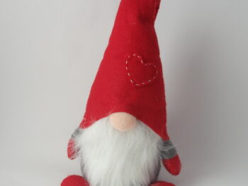 Gnomo fermaporta con cappello rosso e barba cm 45