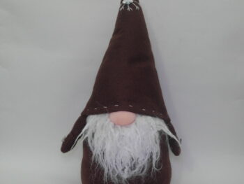 Gnomo fermaporta in stoffa marrone cm 45 con cappello