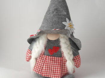 Gnomo fermaporta con cappello e trecce cm 44