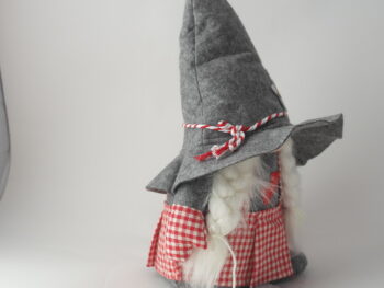 gnomo fermaporta in stoffa con cappello femmina