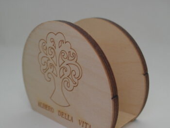 Portatovagliolo in legno tondo albero della vita inciso a laser cm 8,5 x 10 x 5,5