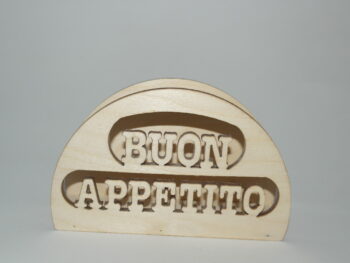 Porta tovagliolo scritta buon appetito in legno di faggio