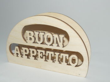 Porta tovagliolo scritta buon appetito in legno di faggio