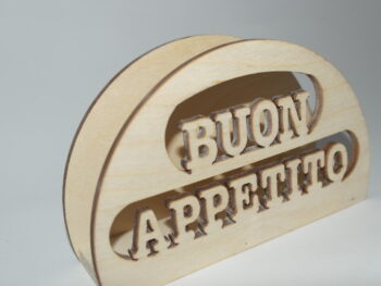 Porta tovagliolo scritta buon appetito in legno di faggio