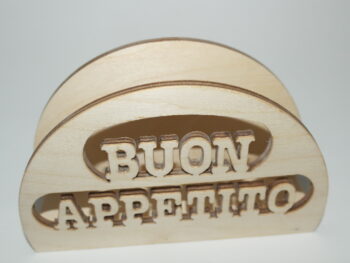 Porta tovagliolo scritta buon appetito in legno di faggio