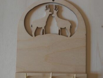 portachiavi da muro in legno soggetto cervo cm 15 x 12
