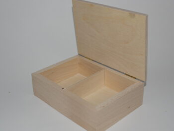 Scatola porta carte in legno di faggio a 2 reparti