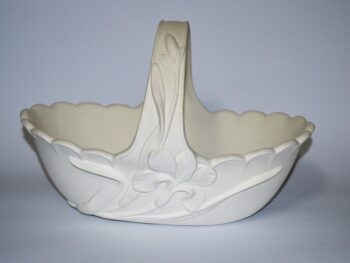 Cestino liberty in terracotta bianca da decorare cm 27