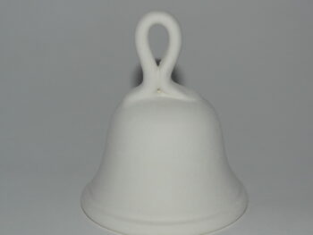 Campanella in terracotta  bianca  con manico ad anello