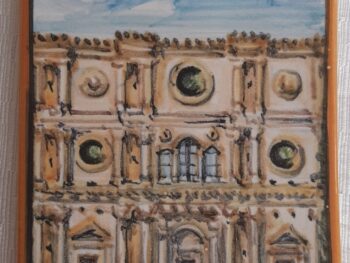 Mattone in ceramica dipinto