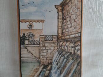 Mattone in ceramica dipinto