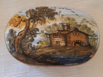 Portagioie ovale in ceramica dipinto