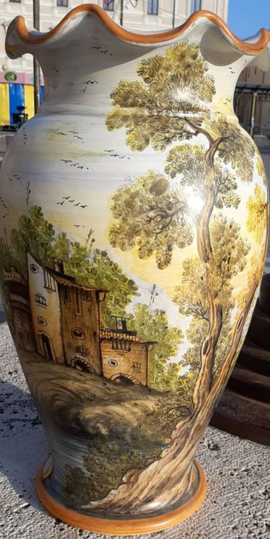 Vaso portaombrelli ceramica dipinto a mano artigianale - MR Magazzino -  Santa Vittoria d'Alba (CN)